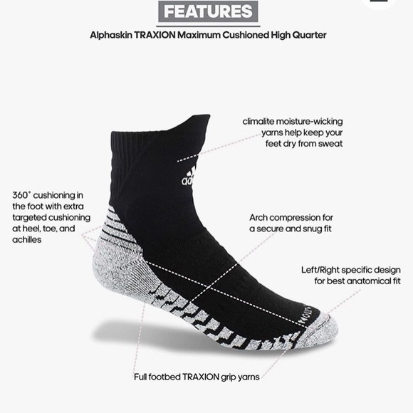 Adidas Alphaskin Traxion Maximum Cushioned High Quarter - Picture 12 of 14